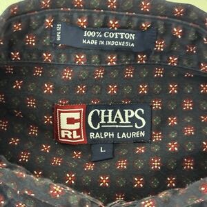 Chaps‎ Ralph Lauren Short Sleeve Cotton Shirt Mens Size L Geometric Print